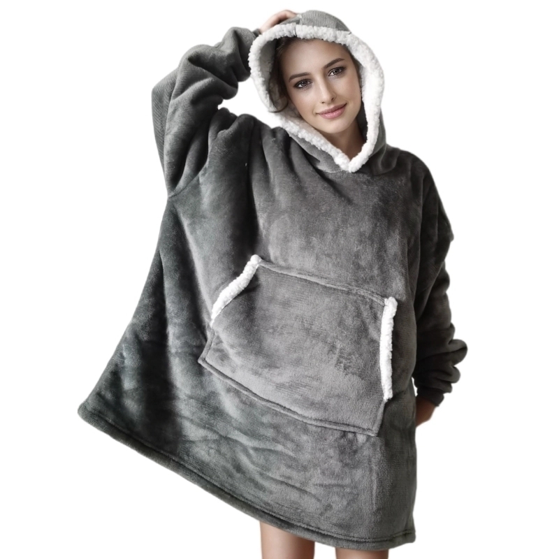 Sherpa Hoodie Fleece - 착용 가능한 성인 슈퍼 소프트 플란넬