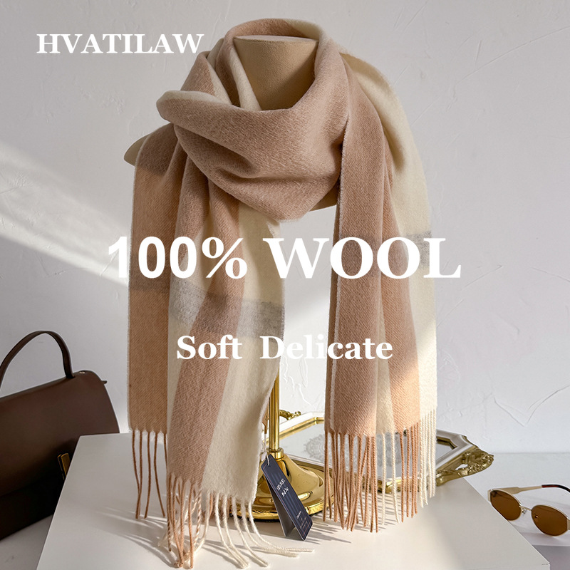 Wool Scarf Men - 100% 울 체크 스카프 여성 남성