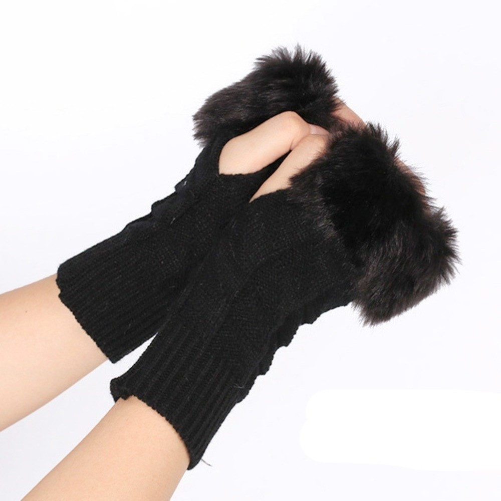 Touch Screen Gloves - 새로운 인조 모피 반 손가락 장갑