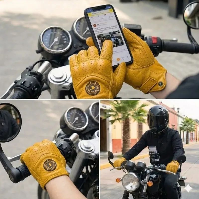유니섹스 레트로 아웃도어 오토바이 장갑, 사계절 착용  - Touch Screen Gloves 리뷰 및 가격