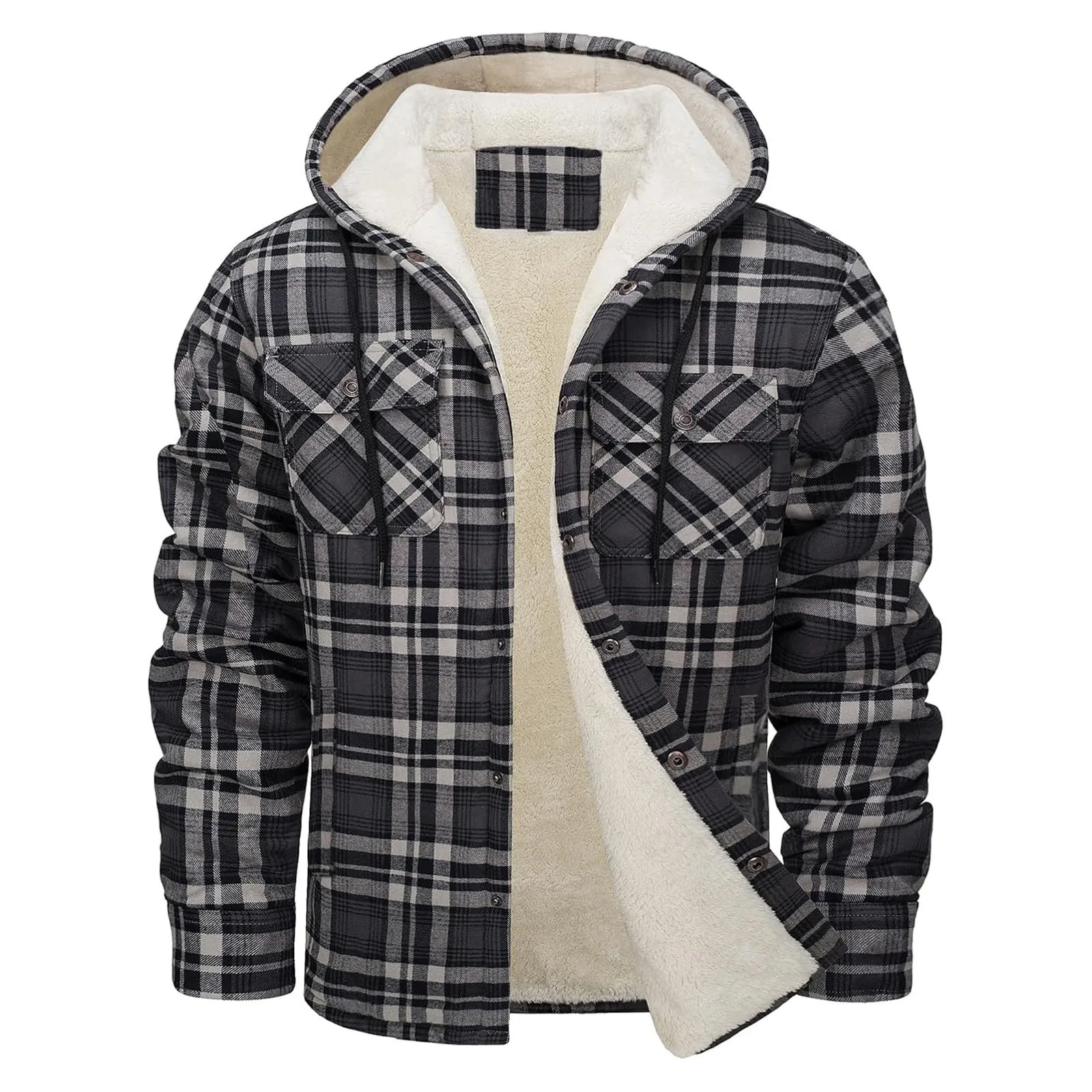 두꺼운 따뜻한 플란넬 후드 자켓 남성 셰르파 양털 안감 - Flannel Shirt Lined 리뷰 및 가격