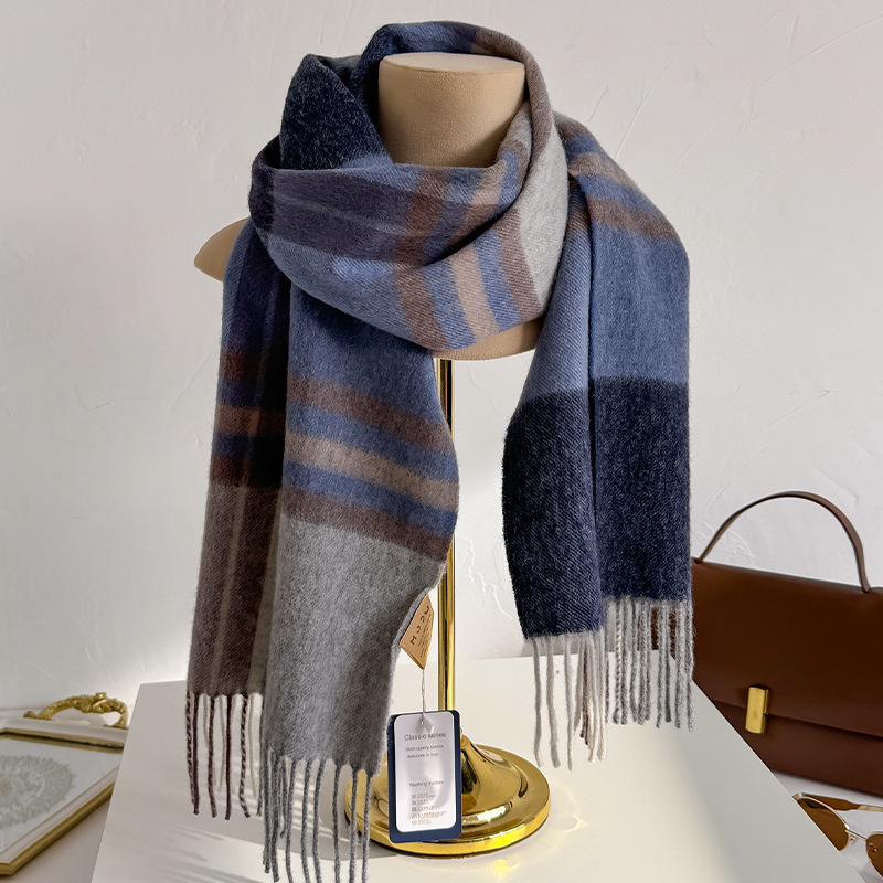 100% 울 체크 스카프 여성 남성 겨울 따뜻한 격자  - Wool Scarf Men 리뷰 및 가격