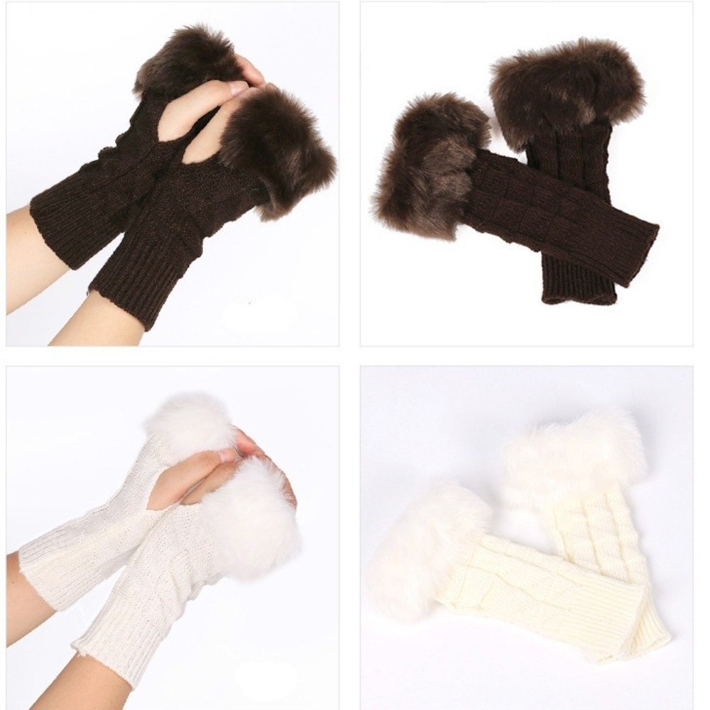 새로운 인조 모피 반 손가락 장갑 탄력 있는 커프 따뜻 - Touch Screen Gloves 리뷰 및 가격