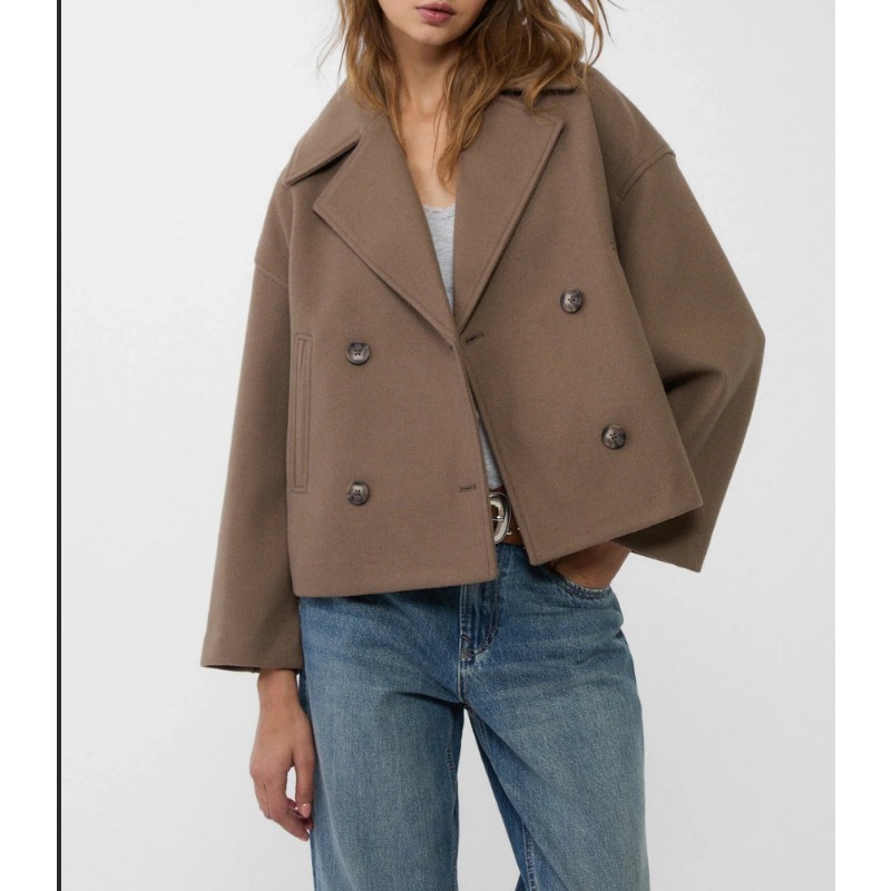 여성용 오버사이즈 더블 브레스티드 울 블렌드 피코트 브 - Wool Coat Peacoat 리뷰 및 가격