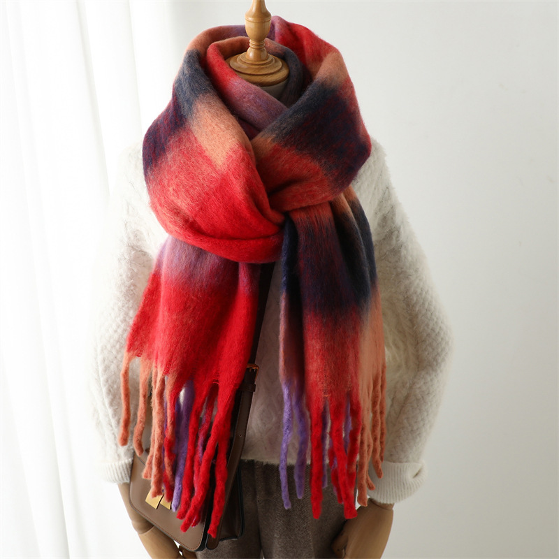 새로운 가을 겨울 그리드 스카프 여성 240*38cm  - Wool Scarf Men 리뷰 및 가격