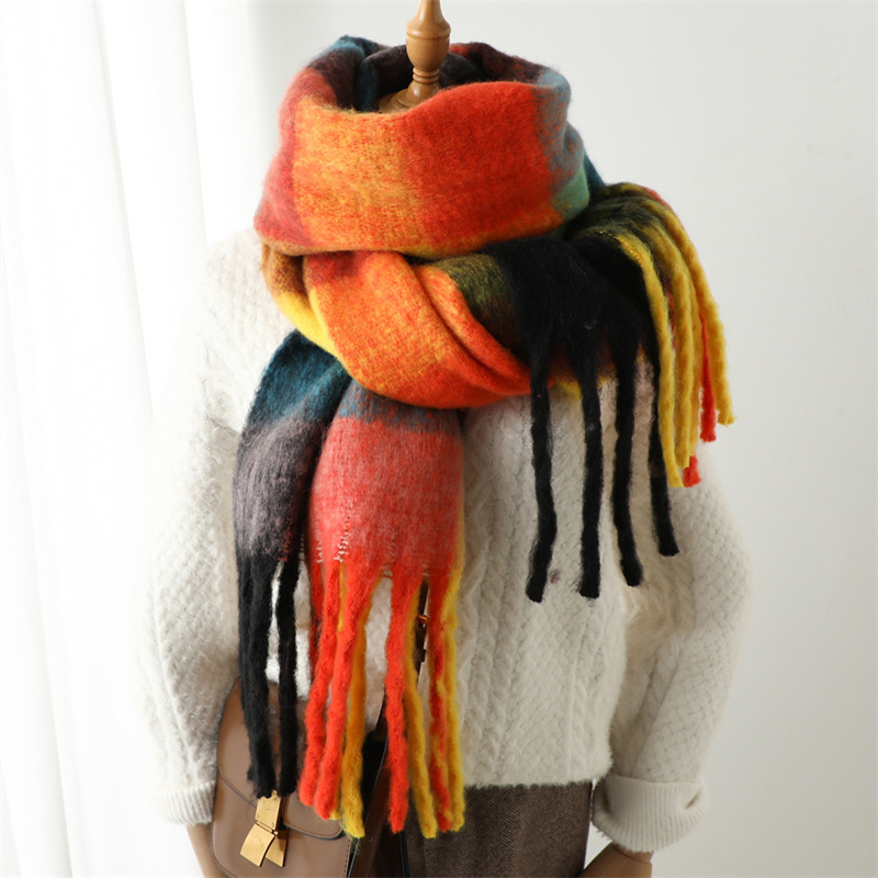 새로운 가을 겨울 그리드 스카프 여성 240*38cm  - Wool Scarf Men 리뷰 및 가격
