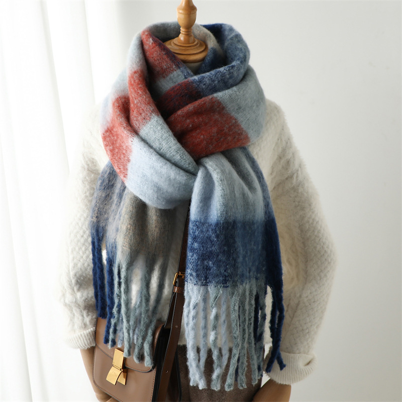 새로운 가을 겨울 그리드 스카프 여성 240*38cm  - Wool Scarf Men 리뷰 및 가격