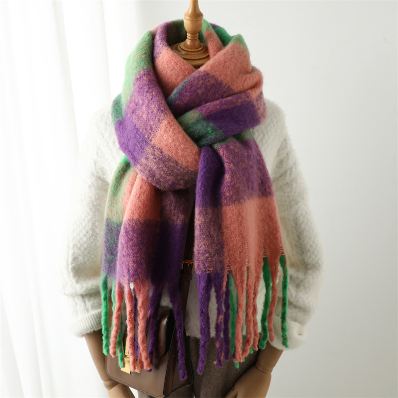 새로운 가을 겨울 그리드 스카프 여성 240*38cm  - Wool Scarf Men 리뷰 및 가격